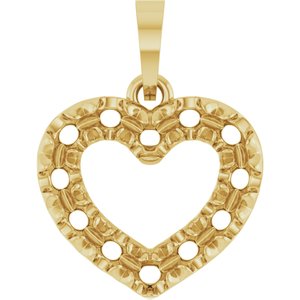 10K Yellow Gold 2 mm Round Accented Heart Pendant Mounting – image 2