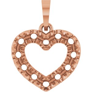 14K Rose Gold 2 mm Round Accented Heart Pendant Mounting – image 2
