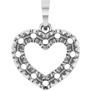 14K White Gold 2 mm Round Accented Heart Pendant Mounting – image 2