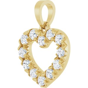 14K Yellow Gold 2 mm Round Accented Heart Pendant Mounting – image 3