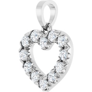 Platinum 2 mm Round Accented Heart Pendant Mounting – image 3