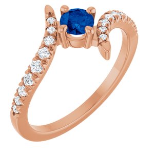 14K Rose Gold Lab-Grown Blue Sapphire & 1/5 CTW Natural Diamond Bypass Ring
