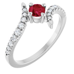 Sterling Silver Lab-Grown Ruby & 1/5 CTW Lab-Grown Diamond Bypass Ring