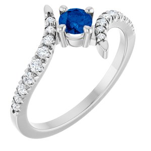 Sterling Silver Lab-Grown Blue Sapphire & 1/5 CTW Natural Diamond Bypass Ring
