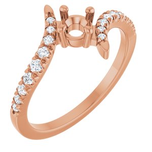 14K Rose Gold 4 mm Round 1/5 CTW Natural Diamond Semi-Set Bypass Ring – image 2