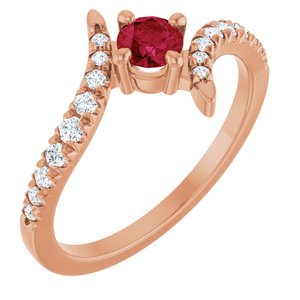 14K Rose Gold Lab-Grown Ruby & 1/5 CTW Natural Diamond Bypass Ring