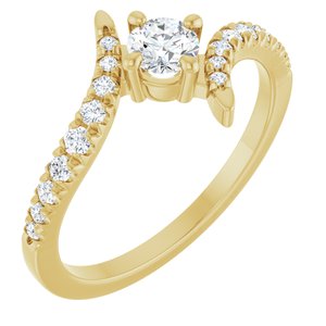 10K Yellow Gold 4 mm Round Accented Bypass Ring Mounting