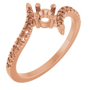 14K Rose Gold 4 mm Round Accented Bypass Ring Mounting – image 2