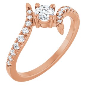 14K Rose Gold 4 mm Round 1/5 CTW Natural Diamond Semi-Set Bypass Ring