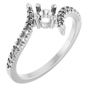 Platinum 4 mm Round Accented Bypass Ring Mounting – image 2