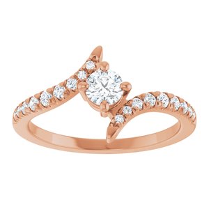 14K Rose Gold 4 mm Round 1/5 CTW Natural Diamond Semi-Set Bypass Ring – image 5