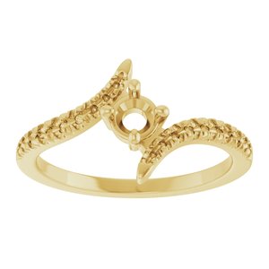 10K Yellow Gold 4 mm Round Accented Bypass Ring Mounting – image 6