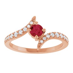 14K Rose Gold Lab-Grown Ruby & 1/5 CTW Lab-Grown Diamond Bypass Ring – image 3