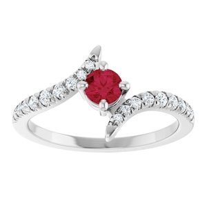 Sterling Silver Lab-Grown Ruby & 1/5 CTW Lab-Grown Diamond Bypass Ring – image 3