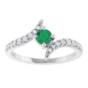 Sterling Silver Lab-Grown Emerald & 1/5 CTW Lab-Grown Diamond Bypass Ring – image 3