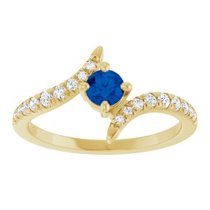 14K Yellow Gold Lab-Grown Blue Sapphire & 1/5 CTW Lab-Grown Diamond Bypass Ring – image 3