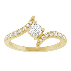 10K Yellow Gold 4 mm Round Accented Bypass Ring Mounting – image 5