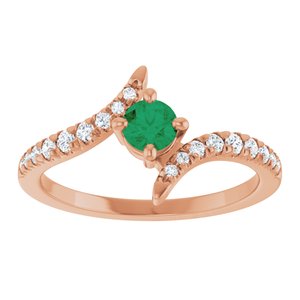 14K Rose Gold Lab-Grown Emerald & 1/5 CTW Lab-Grown Diamond Bypass Ring – image 3