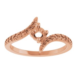 14K Rose Gold 4 mm Round Accented Bypass Ring Mounting – image 6