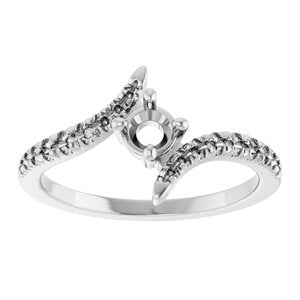 Platinum 4 mm Round Accented Bypass Ring Mounting – image 6