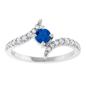 14K White Gold Lab-Grown Blue Sapphire & 1/5 CTW Lab-Grown Diamond Bypass Ring – image 3