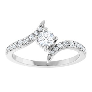 14K White Gold 4 mm Round 1/5 CTW Natural Diamond Semi-Set Bypass Ring – image 5