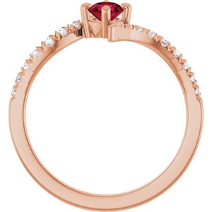 14K Rose Gold Lab-Grown Ruby & 1/5 CTW Lab-Grown Diamond Bypass Ring – image 2