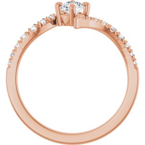 14K Rose Gold 4 mm Round 1/5 CTW Natural Diamond Semi-Set Bypass Ring – image 3