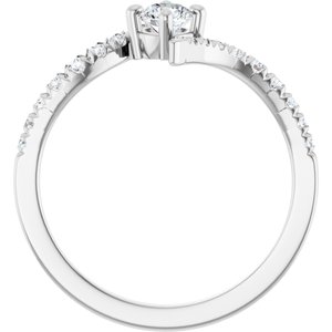 14K White Gold 4 mm Round 1/5 CTW Lab-Grown Diamond Semi-Set Bypass Ring – image 3