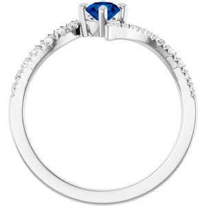 Sterling Silver Lab-Grown Blue Sapphire & 1/5 CTW Lab-Grown Diamond Bypass Ring – image 2