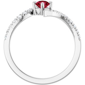 Platinum Lab-Grown Ruby & 1/5 CTW Natural Diamond Bypass Ring – image 2