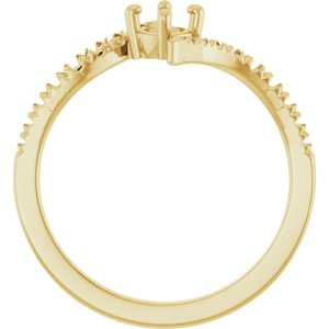 10K Yellow Gold 4 mm Round Accented Bypass Ring Mounting – image 4