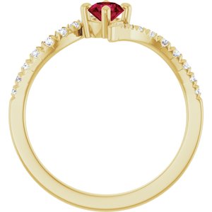 14K Yellow Gold Lab-Grown Ruby & 1/5 CTW Lab-Grown Diamond Bypass Ring – image 2