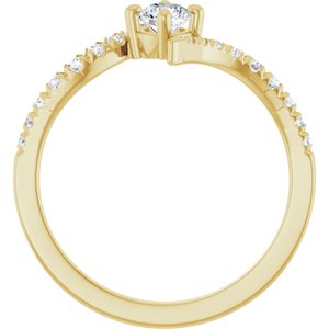 10K Yellow Gold 4 mm Round 1/5 CTW Lab-Grown Diamond Semi-Set Bypass Ring – image 3