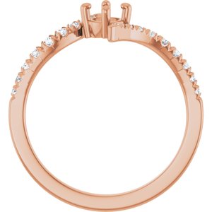 14K Rose Gold 4 mm Round 1/5 CTW Natural Diamond Semi-Set Bypass Ring – image 4