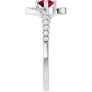 Platinum Lab-Grown Ruby & 1/5 CTW Natural Diamond Bypass Ring – image 4
