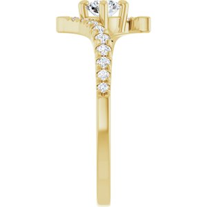 10K Yellow Gold 4 mm Round 1/5 CTW Lab-Grown Diamond Semi-Set Bypass Ring – image 7