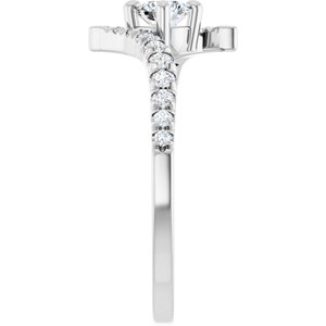 14K White Gold 4 mm Round 1/5 CTW Lab-Grown Diamond Semi-Set Bypass Ring – image 7