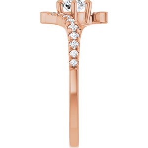 14K Rose Gold 4 mm Round 1/5 CTW Natural Diamond Semi-Set Bypass Ring – image 7