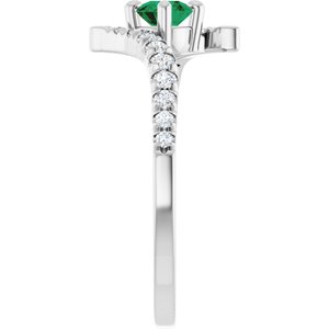 Platinum Lab-Grown Emerald & 1/5 CTW Lab-Grown Diamond Bypass Ring – image 4