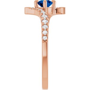 14K Rose Gold Lab-Grown Blue Sapphire & 1/5 CTW Lab-Grown Diamond Bypass Ring – image 4