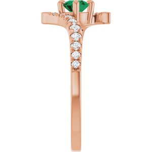 14K Rose Gold Lab-Grown Emerald & 1/5 CTW Lab-Grown Diamond Bypass Ring – image 4