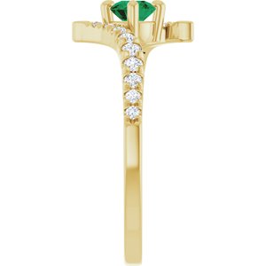 14K Yellow Gold Lab-Grown Emerald & 1/5 CTW Lab-Grown Diamond Bypass Ring – image 4