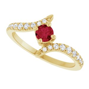 14K Yellow Gold Lab-Grown Ruby & 1/5 CTW Lab-Grown Diamond Bypass Ring – image 5
