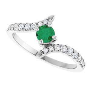 Platinum Lab-Grown Emerald & 1/5 CTW Lab-Grown Diamond Bypass Ring – image 5