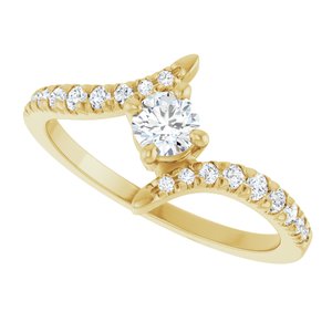 14K Yellow Gold 4 mm Round 1/5 CTW Natural Diamond Semi-Set Bypass Ring – image 8
