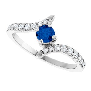 Platinum Lab-Grown Blue Sapphire & 1/5 CTW Lab-Grown Diamond Bypass Ring – image 5