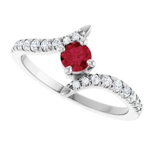 Sterling Silver Lab-Grown Ruby & 1/5 CTW Lab-Grown Diamond Bypass Ring – image 5