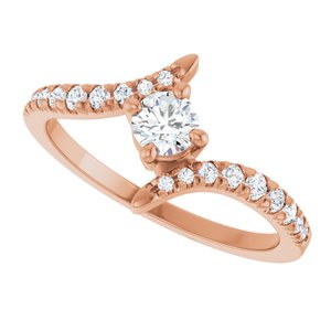 14K Rose Gold 4 mm Round 1/5 CTW Natural Diamond Semi-Set Bypass Ring – image 8