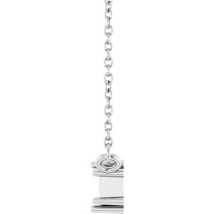 14K White Gold 4x2 mm Straight Baguette Three-Stone Bar Necklace 18" Mounting – image 6